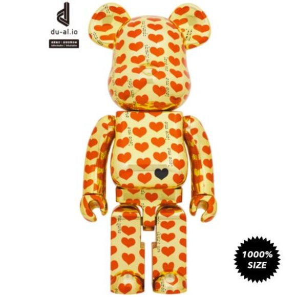 Hide Gold Heart 1000% Bearbrick by Medicom Toy - Picture 1 of 2